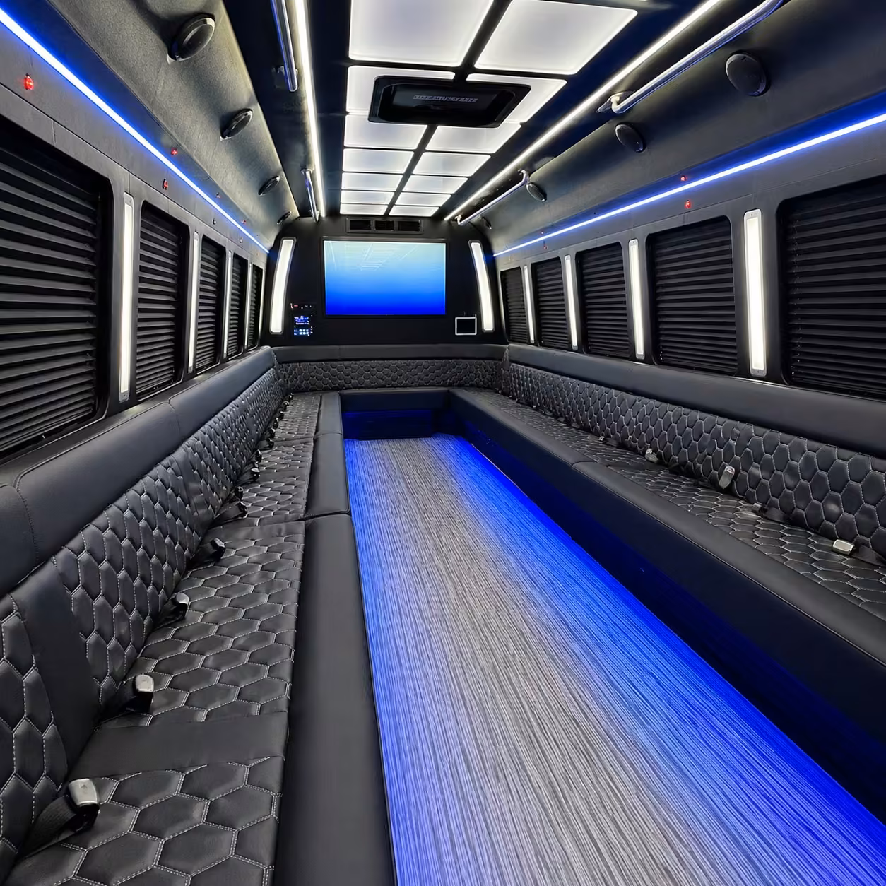50 passenger party bus inside